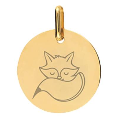 375/1000 or 750/1000 Yellow Gold Fox Medal, 16 mm Diameter - Lucas Lucor
