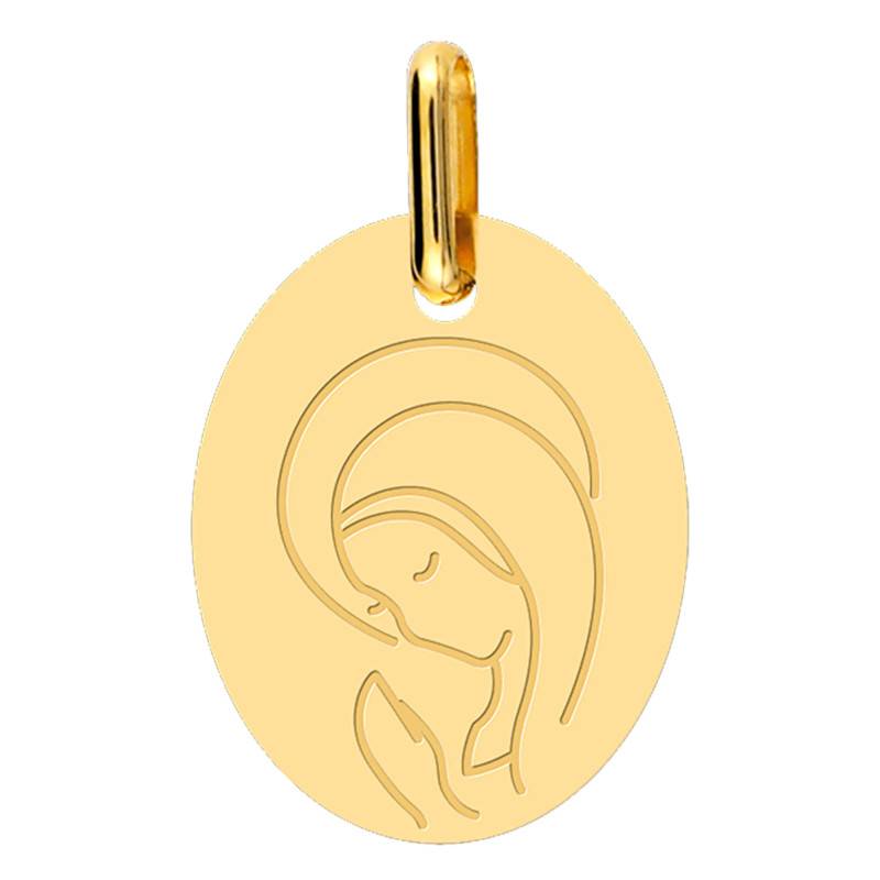 750/1000 Yellow Gold Praying Virgin Mary Medal - Lucas Lucor