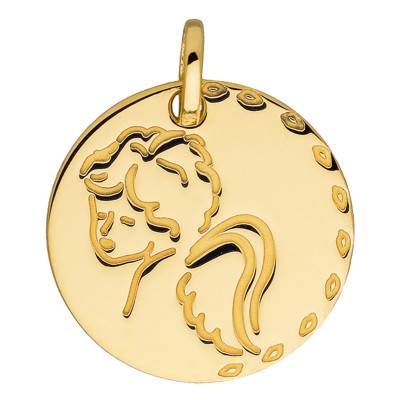 Médaille Ronde Chérubin, Or Jaune 750, Diamètre 16 mm - Vandona