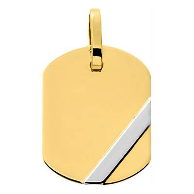 Pendentif Plaque Rectangle Arrondi, Or Bicolore 750, 20 x 15 mm - Emanessence