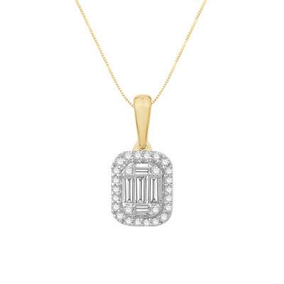 Collier Emeraude Diamants 0,25 ct GSI2 et Or Jaune 750, Longueur 40 cm - Diamond Lady