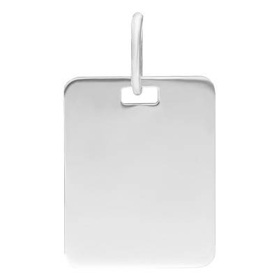 Pendentif Plaque Rectangulaire Brossée en Argent, 16 x 12 mm - Emanessence