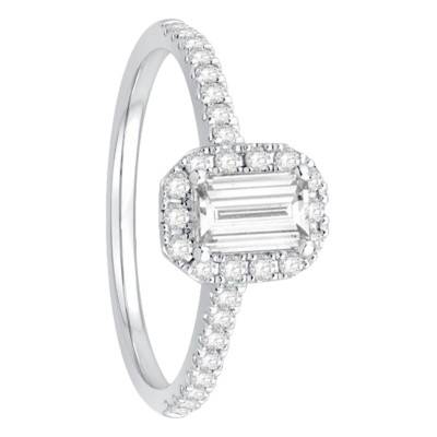 Solitaire Accompagné Diamants 0,82 ct & Or Blanc 750, 1,75 mm - Alliantine