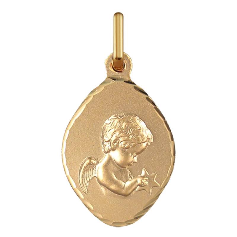 750/1000 Yellow Gold Diamond-Shape Praying Angel Medal - Argyor