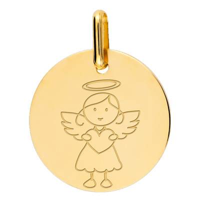 My Angel Girl 9K Yellow Gold Medal, Diameter 16 mm - Lucas Lucor
