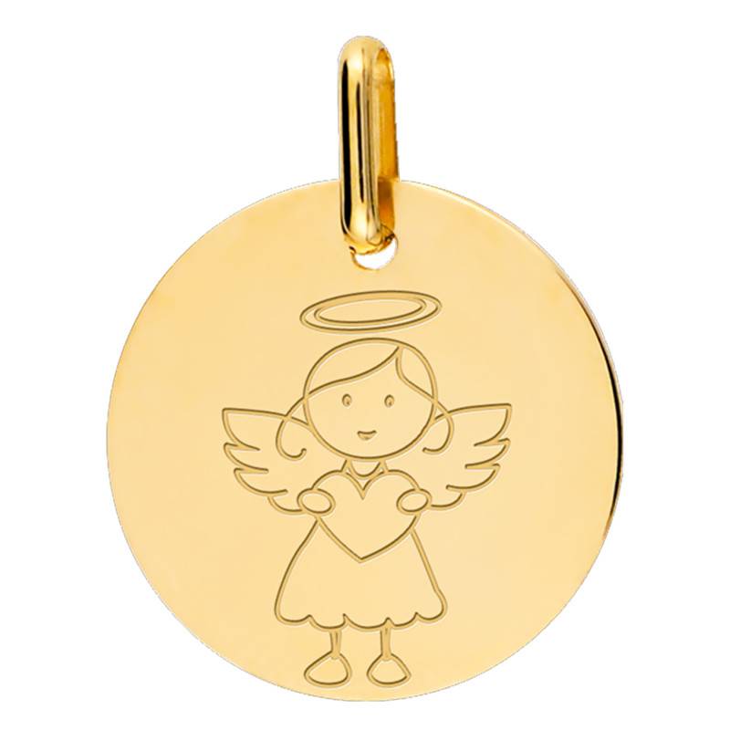 My Angel Girl 750/1000 Yellow Gold Medal, Diameter 16 mm - Lucas Lucor