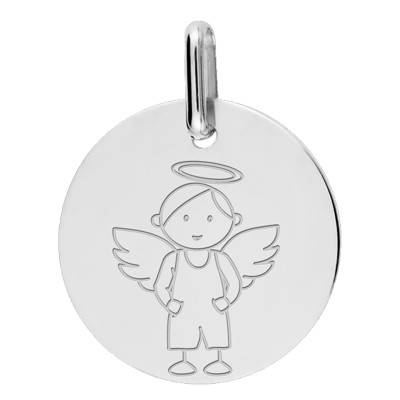Médaille My Angel Garçon Or Blanc 375, Diamètre 16 mm - Lucas Lucor