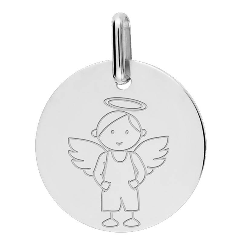My Angel Boy 375/1000 White Gold Medal, 16 mm Diameter - Lucas Lucor