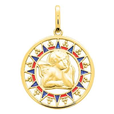 Médaille Ronde Ange Or Jaune 750, Diamètre 18 mm - Emanessence