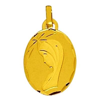 Médaille Ovale Vierge de profil, Or Jaune 750 - Vandona