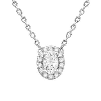 Collier Ovale Diamants & Or Blanc 750, Longueur 40 cm - Diamond Lady