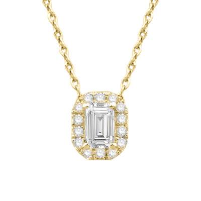 Collier Diamant Emeraude 0,30 ct FSI1 & Or Jaune 750, Longueur 40 cm - Diamond Lady