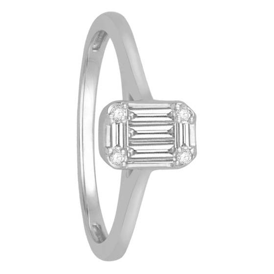 Alliance Solitaire Or Blanc 18 Carats - Diamants 0.32 Ct, Taille 54, Poids 3.3 G - Occasion
