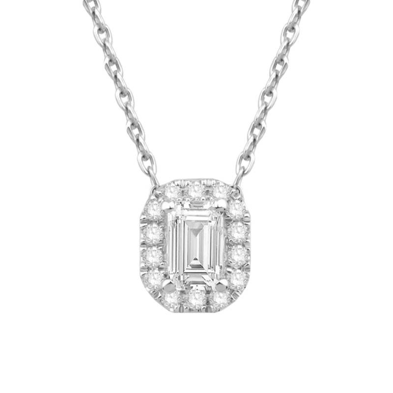 750 White Gold & 0.30 ct GS1 Diamond Necklace, 40 cm Length - Diamond Lady