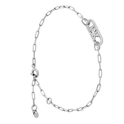 925 Silver & Cubic Zirconia MK Statement Link Bracelet, 15.42 cm - Michael Kors