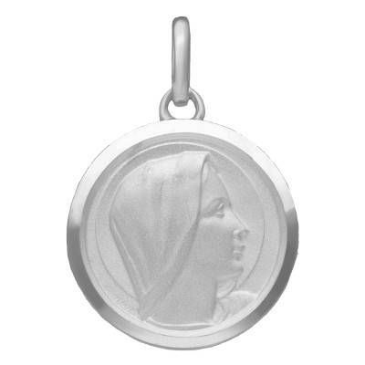 Médaille de la Vierge De Profil, Argent 925, Diamètre 17,50 mm - Emanessence