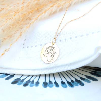 Médaille Ronde Ange & Or Jaune 375 ou 750, Diamètres 16 mm ou 18 mm - Lumiosa