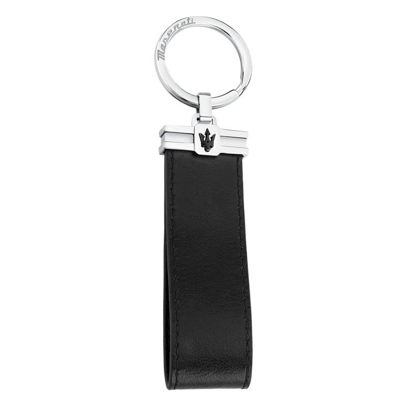 Black Leather & Steel Key Ring - KMU2230102 - Maserati