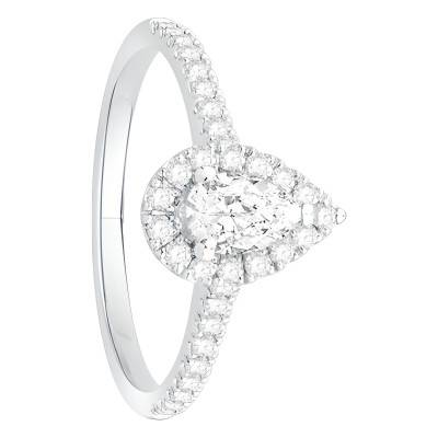 Solitaire Accompagné Or Blanc 750 & Diamants 0,70 ct, Largeur 1,85 mm - Alliantine