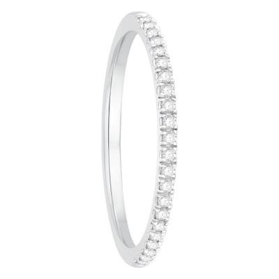 Alliance Demi-Bombée Confort en Or Blanc 750 & Diamants 0,12 ct, Largeur 1,40 mm - Alliantine