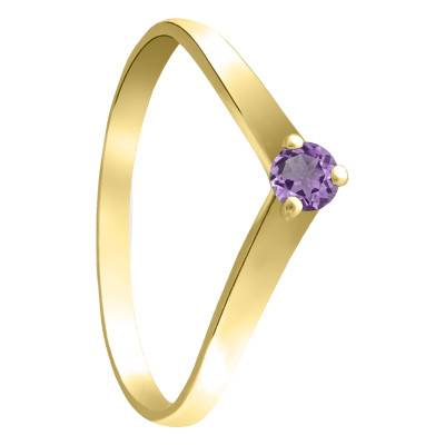 Yellow Gold 375 or 750 Amethyst Solitaire Ring - Aurora