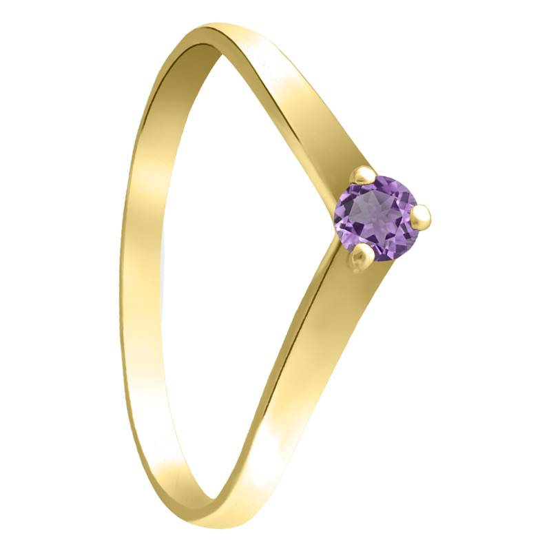 Yellow Gold 375 or 750 Amethyst Solitaire Ring - Aurora