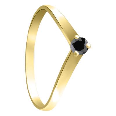 Yellow Gold 375 or 750 Black Diamond 0.10 ct Solitaire Ring - Aurora
