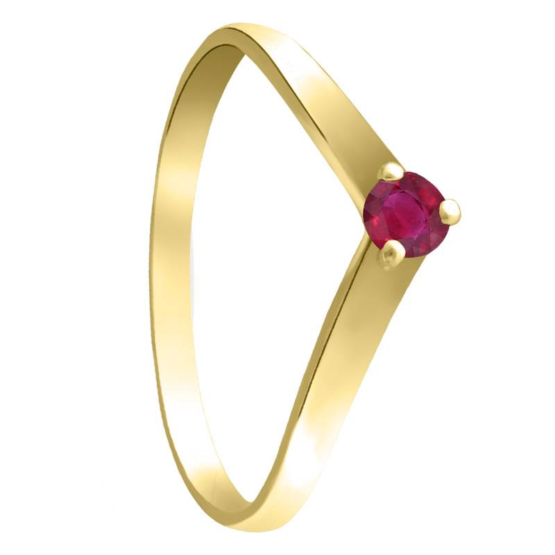 Yellow Gold 375 or 750 Ruby Solitaire Ring - Aurora