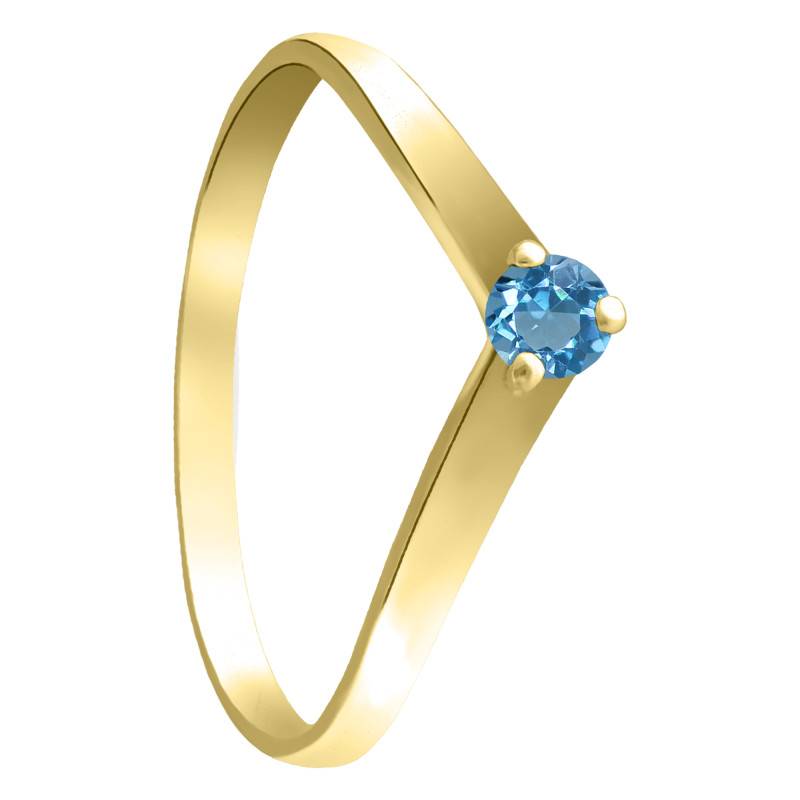 Yellow Gold 375 or 750 Blue Topaz Solitaire Ring - Aurora