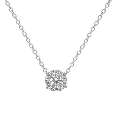 Collier Rond Diamants GSI1 & Or Blanc 750, Longueur 40 cm - Diamond Lady