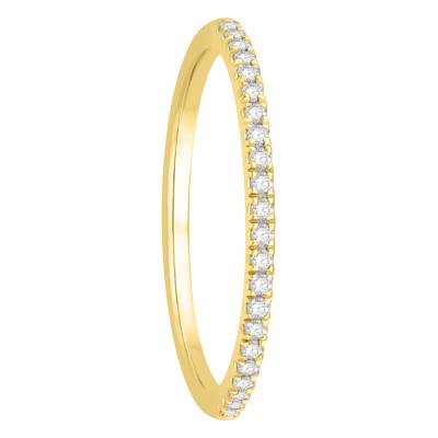 Alliance en Or Jaune 750 & Diamants 0,12 ct, Largeur 1,40 mm - Alliantine