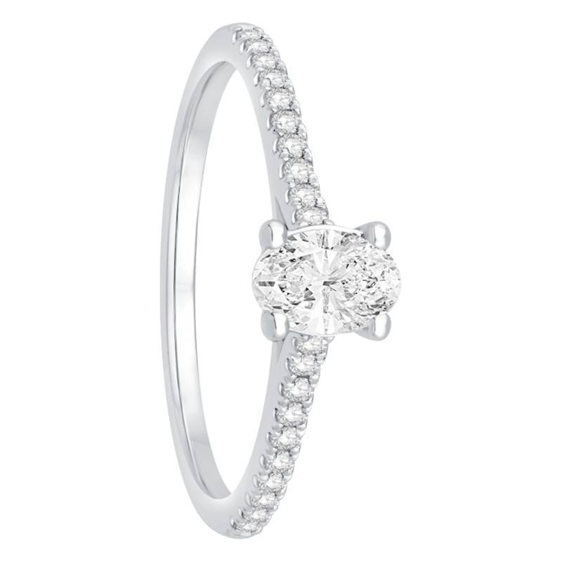 750/1000 White Gold Accompanied Solitaire Diamond Ring 0.63 ct, Width 1.60 mm - Alliantine