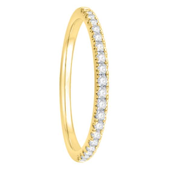 Bague Or Demi-Alliance Avec Diamants - Environ 0.18ct - Occasion