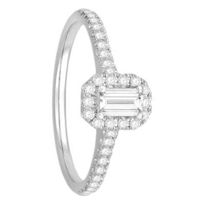 Solitaire Accompagné Or Blanc 750 & Diamants 0,57 ct, Largeur 1,75 mm - Alliantine