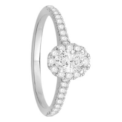 Solitaire Accompagné Diamants 0,51 ct en Or Blanc 750, Largeur 1,75 mm - Alliantine
