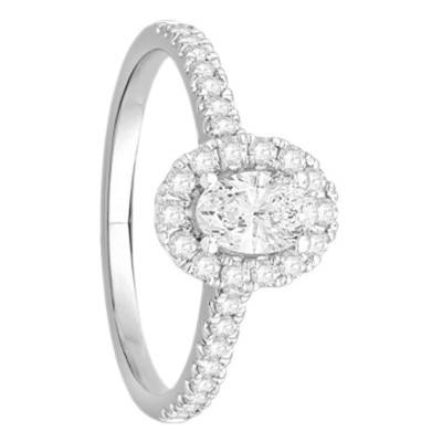 Solitaire Accompagné Diamants 0,70 ct en Or Blanc 750, Largeur 1,75 mm - Alliantine