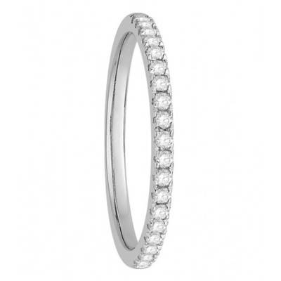 Alliance en Or Blanc 750 & Diamants 0,16 ct, Largeur 1,70 mm - Alliantine