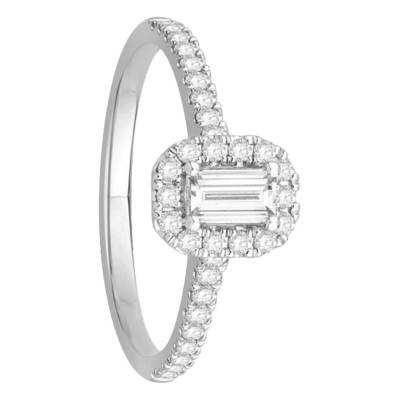 Solitaire Accompagné Or Blanc 750 & Diamants 0,69 ct, Largeur 1,75 mm - Alliantine