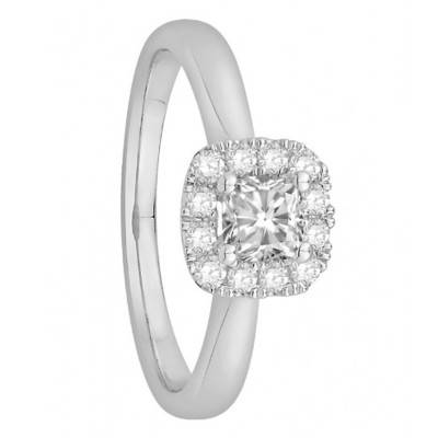 Solitaire Accompagné Or Blanc 750 & Diamants 0,52 ct, Largeur 2,10 mm - Alliantine