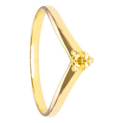 Yellow Gold 375 or 750 Citrine Solitaire Ring - Aurora