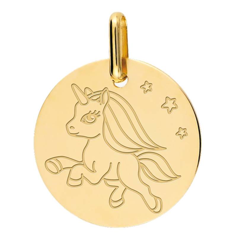 Yellow Gold Unicorn Medal, 15 mm Diameter - Lucas Lucor