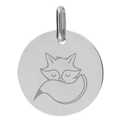 Médaille Renard en Or Blanc 375 ou 750, Diamètre 16 mm - Lucas Lucor