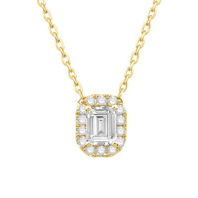 Collier Emeraude Diamant 0,50 ct FSI1 & Or Jaune 750, Longueur 40 cm - Diamond Lady