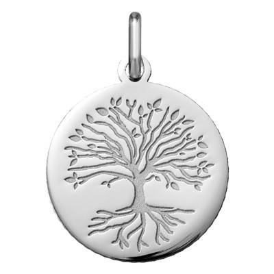 750 White Gold Tree of Life Roots Medal, Diameter 16 mm or 18 mm - Argyor