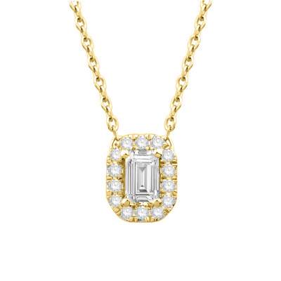 Collier Diamant Emeraude 0,40 ct FSI1 & Or Jaune 750, Longueur 40 cm - Diamond Lady