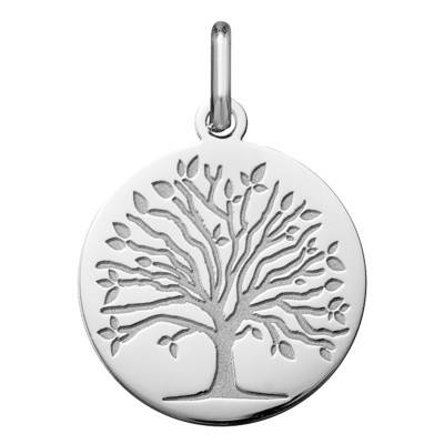 Médaille Arbre de Vie Printemps Or Blanc 750, Diamètre 18 mm - Argyor
