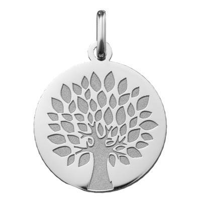 Médaille Arbre de Vie Feuillage Or Blanc 750, Diamètre 16 mm ou 18 mm - Argyor