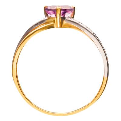 375 Yellow Gold Open-Work Amethyst & Zirconium Oxide Solitaire Ring - Emanessence