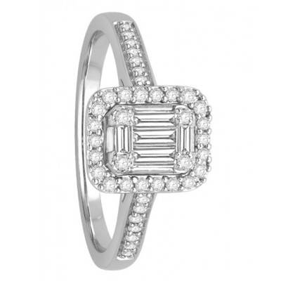 Solitaire Diamants 0,33 ct en Or Blanc 750, Largeur 2,35 mm - Alliantine