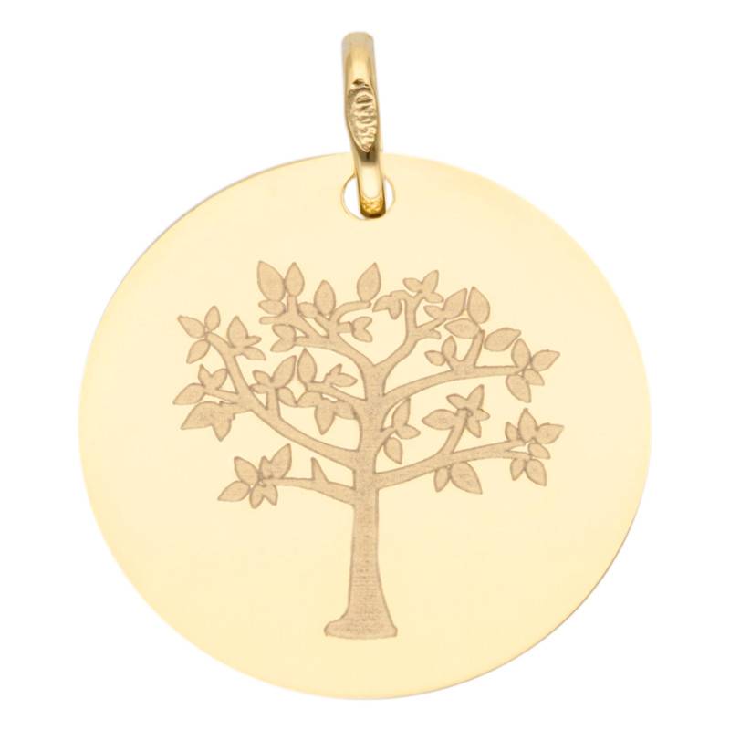 375 or 750 Yellow Gold Round Tree of Life Medal, 16 mm or 18 mm Diameter - Lumiosa